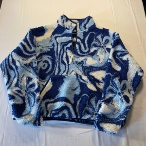 ASOS 4505 Ski Snow Fleece Pullover Blue Swirl Print Quarter Zip Women US 6